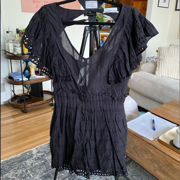 UO Black Ruffle Romper - Picture 2 of 3
